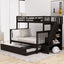 Bunk Bed With Twin Size Trundle, Storage And Guard Rail For Bedroom