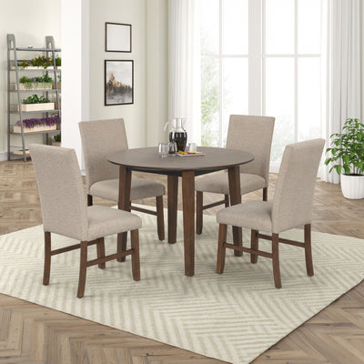 Hargrove - 5 Piece Set (42" Round Dining Table & 4 Chairs) - Brown / Beige