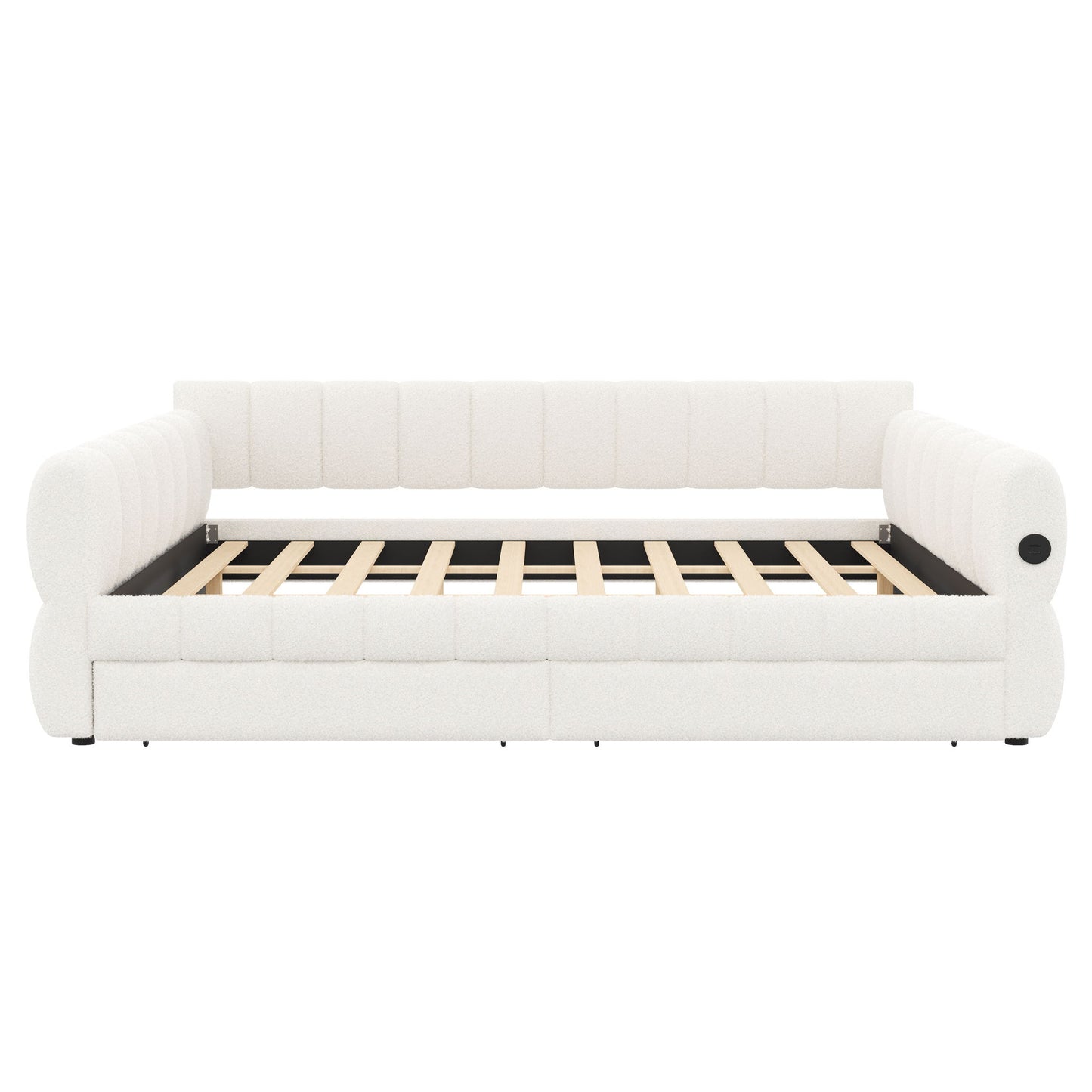Upholstered Platform Bed With USB Charging And 2 Storage Drawers