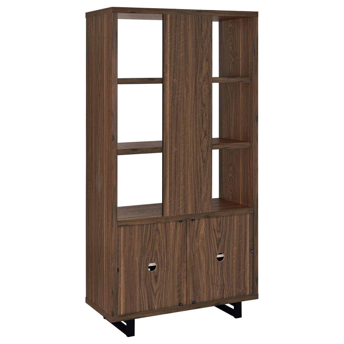 Rodger - 3 Shelf Cabinet Bookcase - Walnut