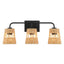 Moonlit - 3 Lights Wall Sconce With Shade, Bathroom Lighting Fixtures Over Mirror - Black / Rattan