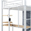Loft Bed With Desk, Shelves, Power Outlet, LED Light And Wardrobe