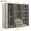 6 Doors Wardrobe Storage For Bedroom, With Big Drawers