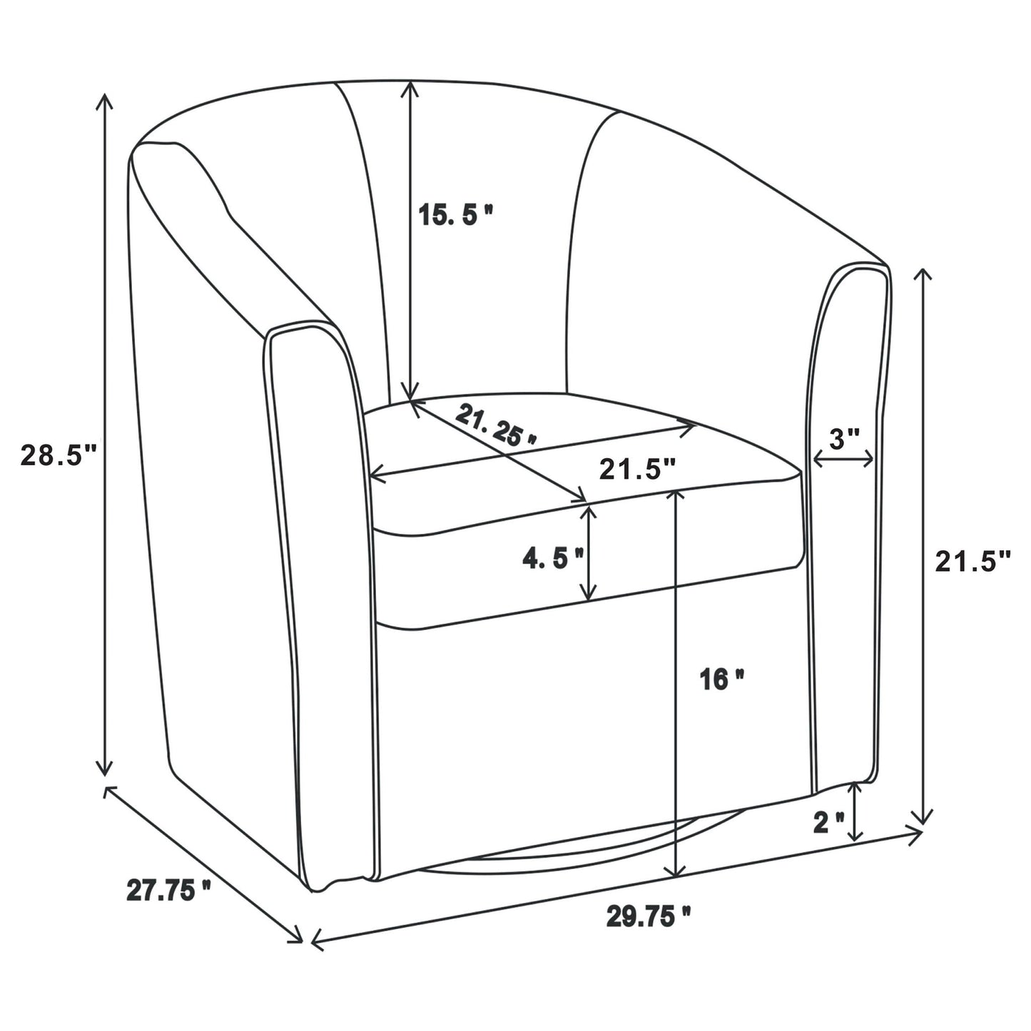 Swivel Armchair With Barrel-Back Design