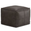 Sheffield - Square Pouf - Distressed Dark Brown