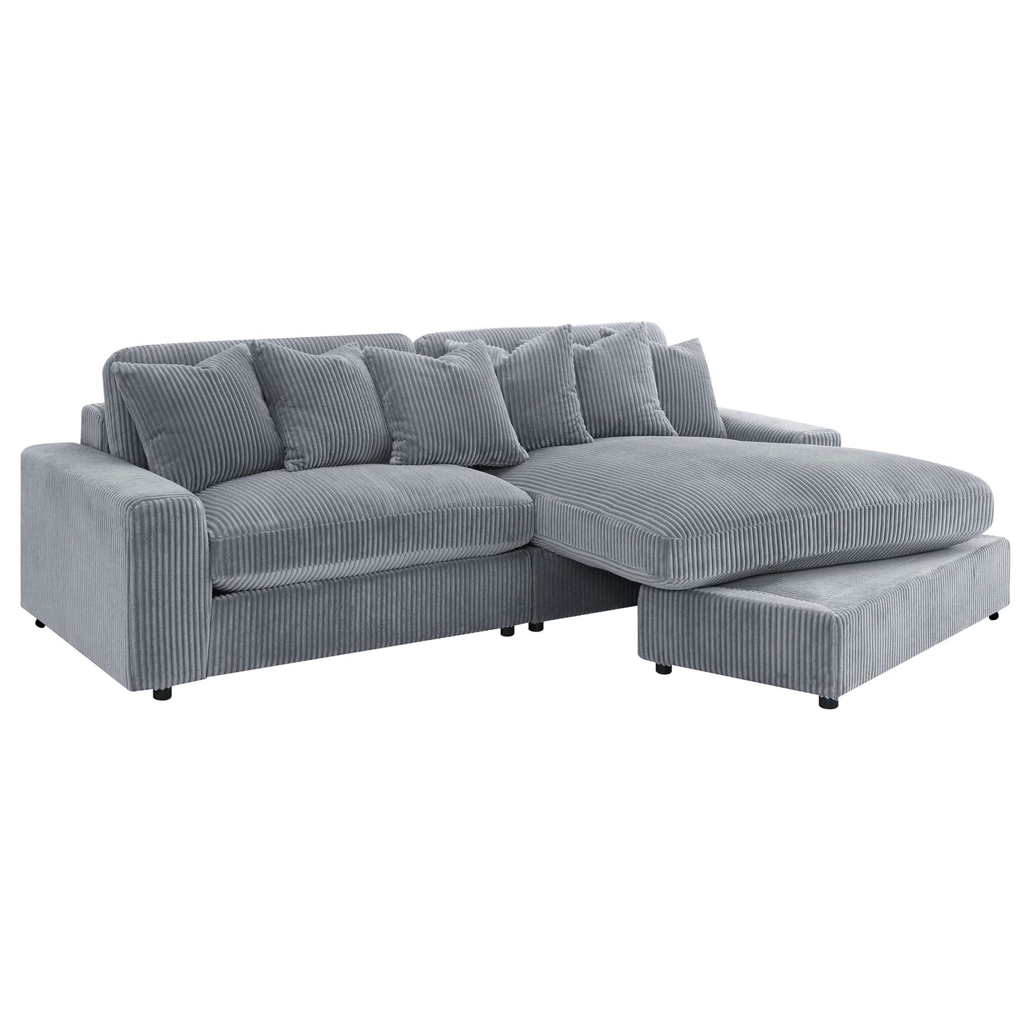 Marcus - Fog Track Arms Reversible Sectional With Pillows - Fog