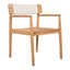 Creative Braided Acacia Wood Outdoor Dining Table And Chairs With Armrests (Set of 2) - Teak / White