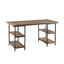 Industrial Style Metal Frame Accent Desk With Side Shelving - Gray