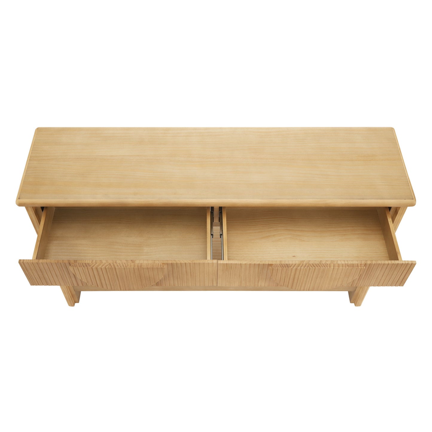 Fluted Console Table With Semi Circular Drawers - Natural