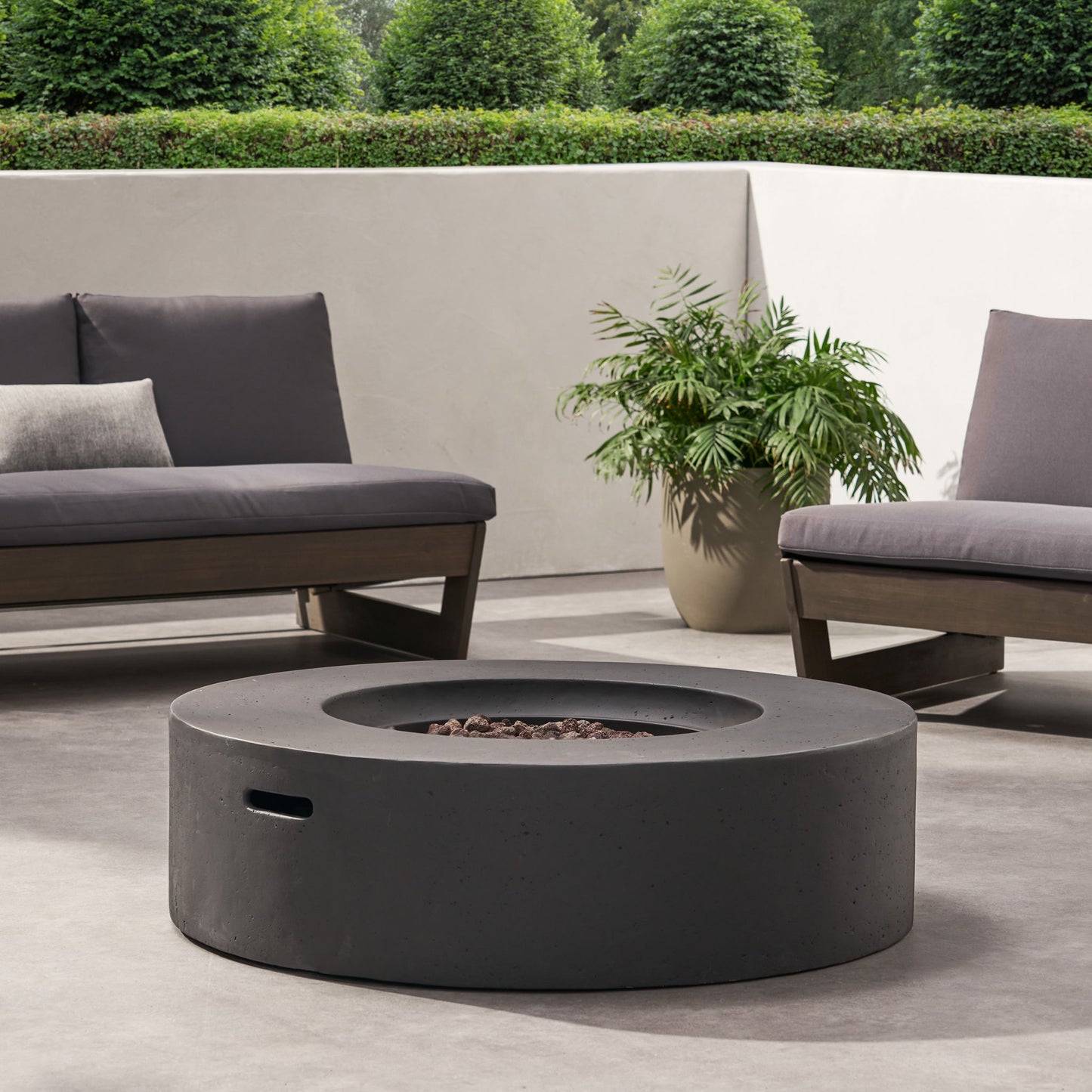 Modern Lightweight Concrete Outdoor Circular Fire Pit 50, 000 Btu