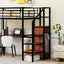 Loft Bed With Desk And Grid, Stylish Frame With Lateral Storage Ladder And Wardrobe