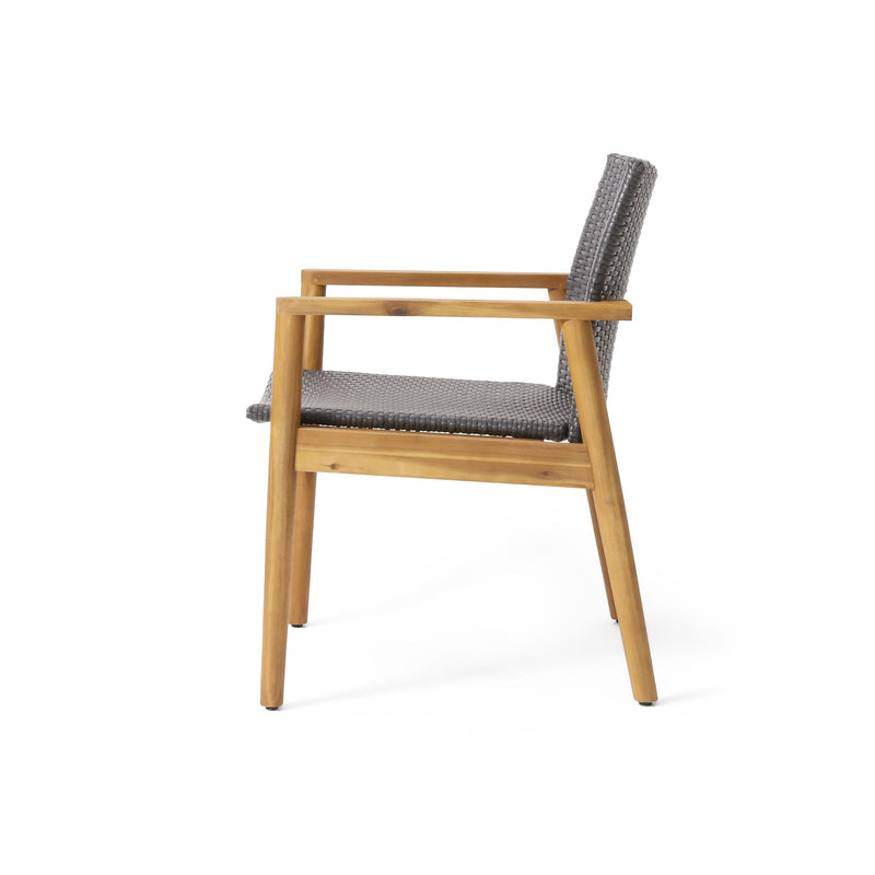 Tranquilize - Outdoor Wooden Club Chair With Woven Wicker Seat And Back (Set of 2) - Natural