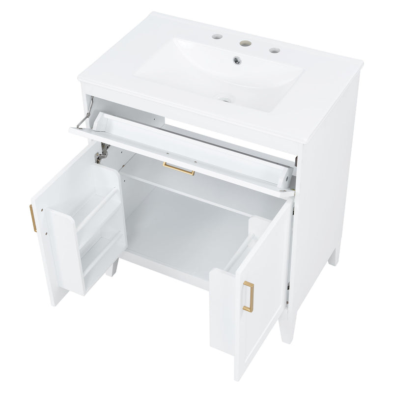 Bathroom Vanity With Sink Top, Adjustable Shelf, Door Organizers