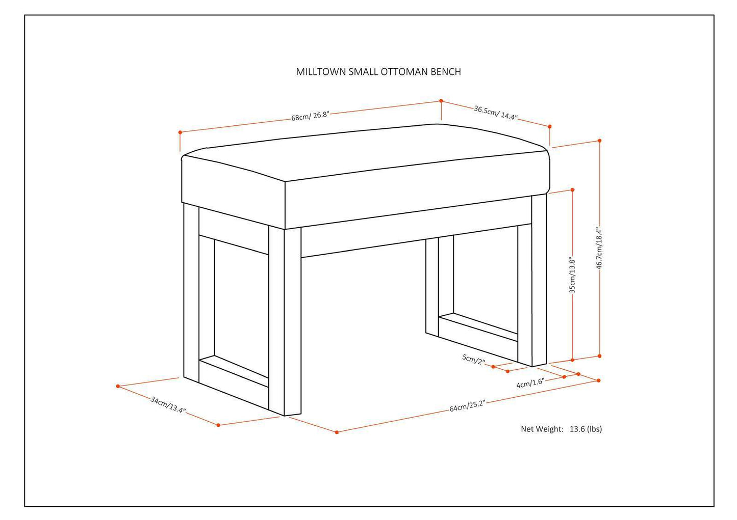 Milltown - Upholstered Ottoman Bench