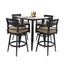 5 Pieces Outdoor Patio Bar Set, Rounded Square Sintered Stone Table & 4 Swivel Bar Chairs
