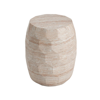 Travertine Lightweight Concrete Side Table For Indoor / Outdoor Use - Beige