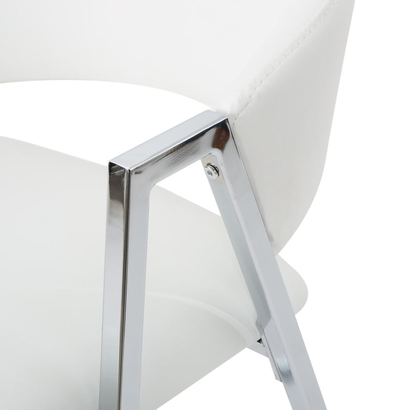 Modern Bar Stools With Low Back And Arms And Durable Metal Frame (Set of 2) - Ivory
