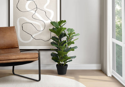 32" Tall, Artificial Plant, Fiddle Tree, Indoor, Faux, Fake, Floor, Greenery, Potted, Real Touch, Decorative - Green / Black