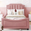Upholstered Daybed With Classic Stripe Shaped Headboard