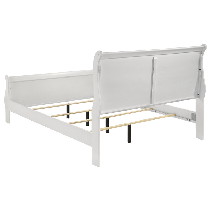 Mckee - Juego de dormitorio de 4 piezas tamaño Queen, incluye cama, mesita de noche, cómoda y espejo - Blanco