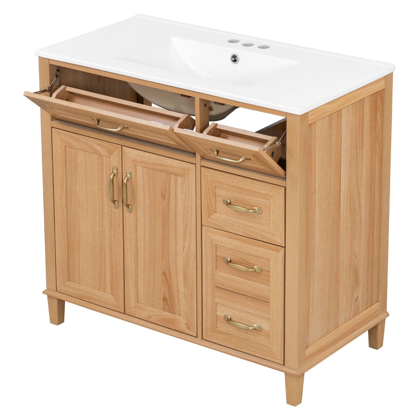 Bathroom Vanity With Sink, Soft Close Doors & Drawers - Wood
