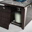 Fire Pit Table, Glass Wind Guard And Rain Cover, Lid - Brown