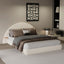 Queen Arched Bed With Small Table, Floor Standing Design - Beige
