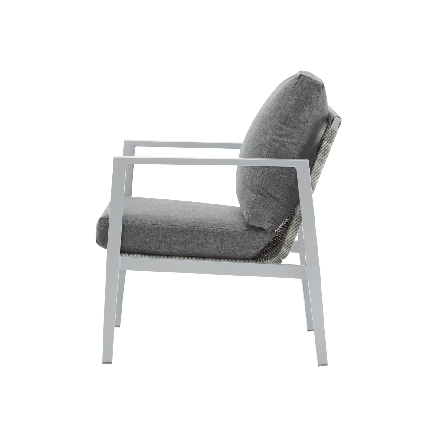 Modern Lounge Chair With Rope Accents And Cushions