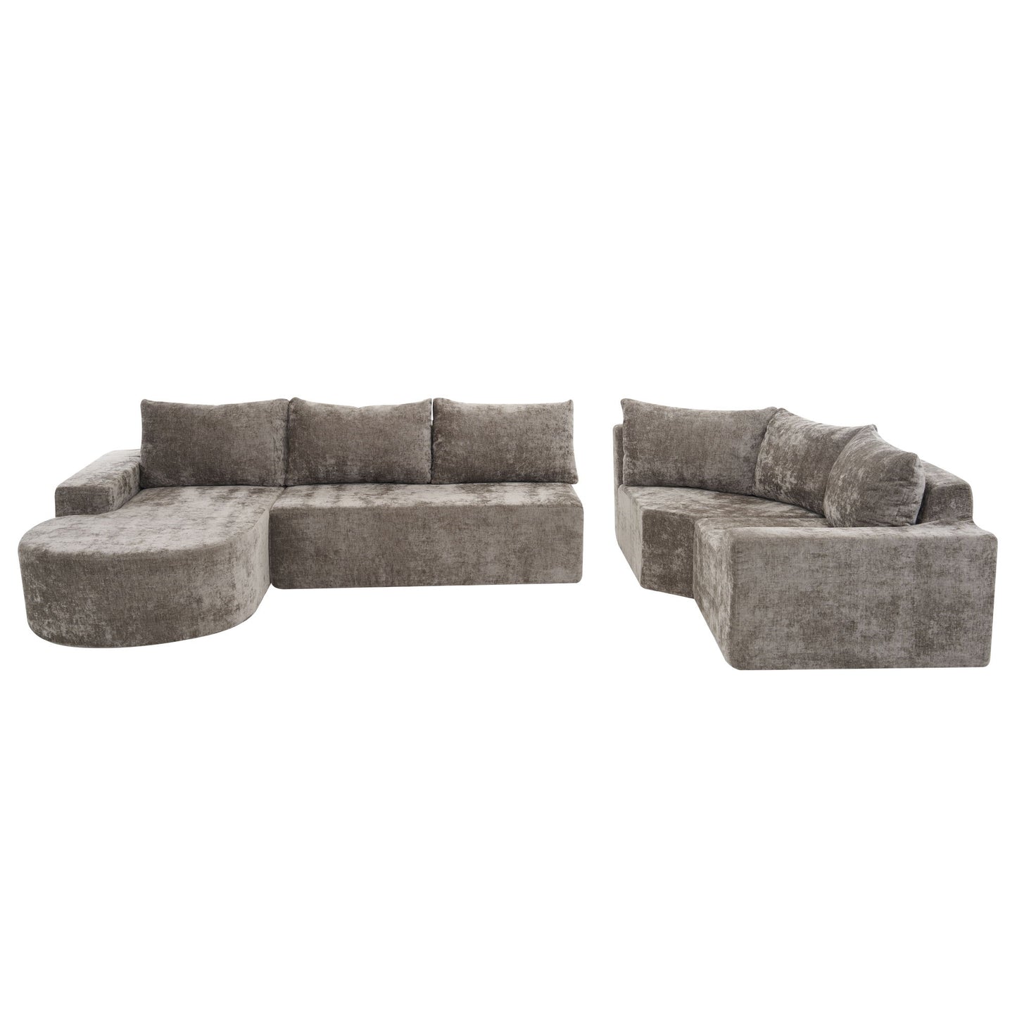 Modular Cloud Sectional Sofa Set, U-Shaped Upholstered Couch With Deep Seat