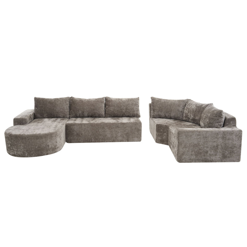 Modular Cloud Sectional Sofa Set, U-Shaped Upholstered Couch With Deep Seat