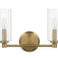 Regal - Double Light Vanity With Clear Ribbed Satin - Antique Brass / Clear