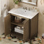 Vintage Bathroom Vanity With Ceramic Sink, Adjustable Shelves