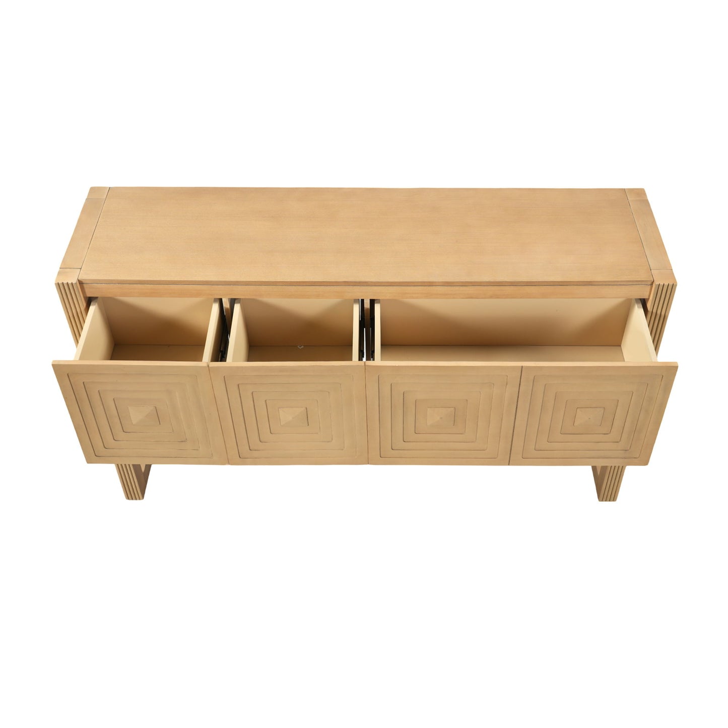 Geometric Carved Console Table With 3 Soft Close Drawers