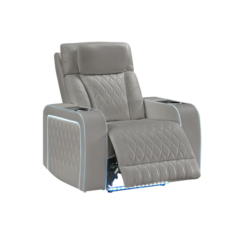 Electra - 3 Piece Power Reclining Sofa, Loveseat And Recliner Set With Power Headrests, Massage And LED Lighting