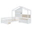 House Bed With Upholstered Sofa, Wireless Charging Station, Shelves And 2 Drawers