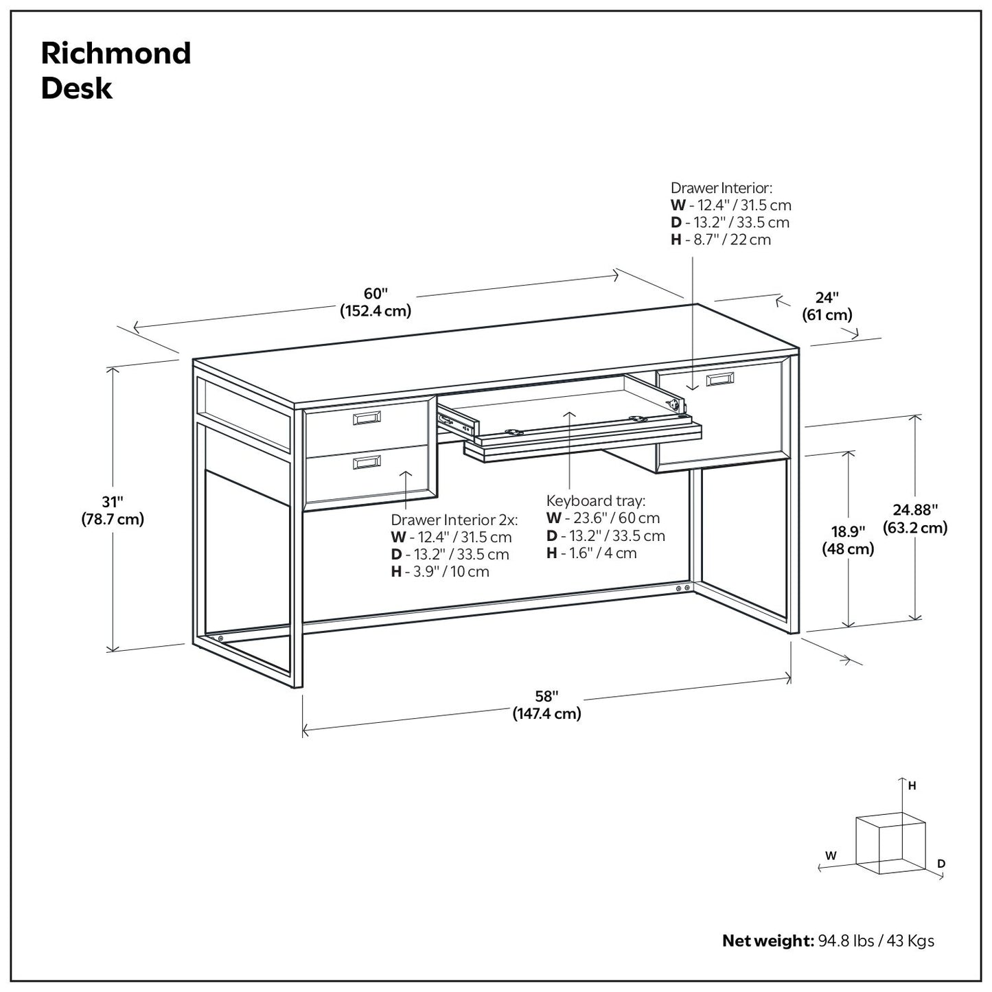 Richmond - Desk - Rustic Natural Aged Brown