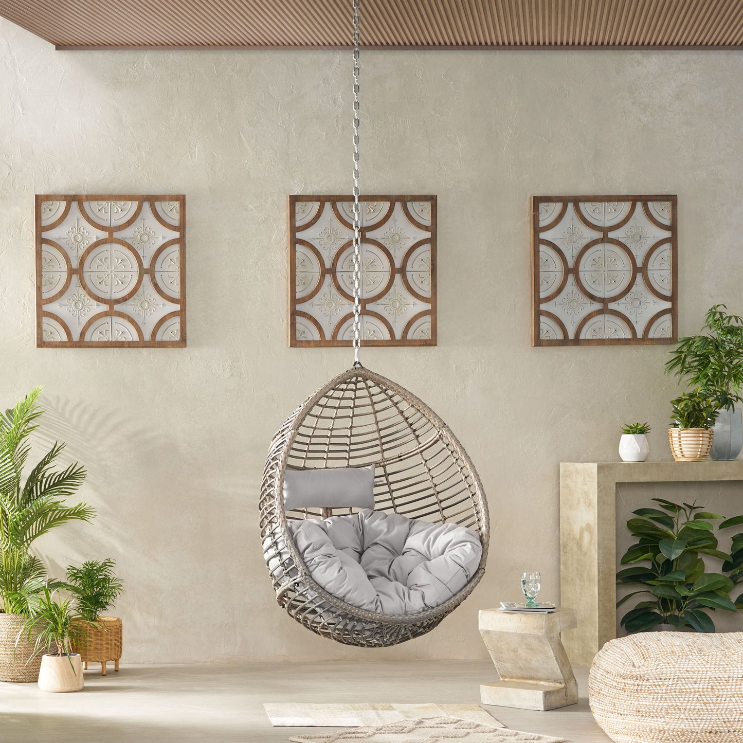 Morris Teardrop - Hanging Chair With Chain And Water Resistant Cushions