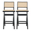 Keira - Bar Stool (Set of 2) - Black / Rattan