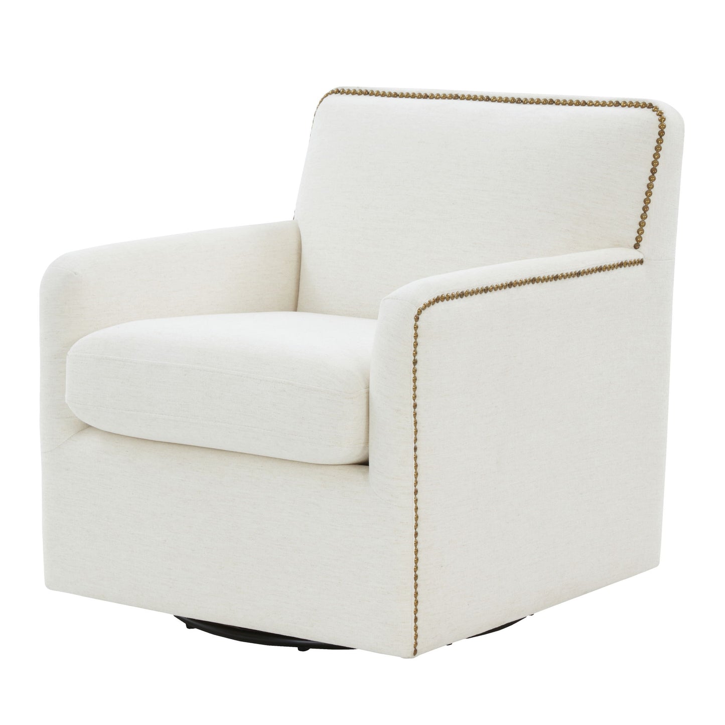 Tolland - Swivel Accent Chair With Antique Brass Nailhead Trim - Cream