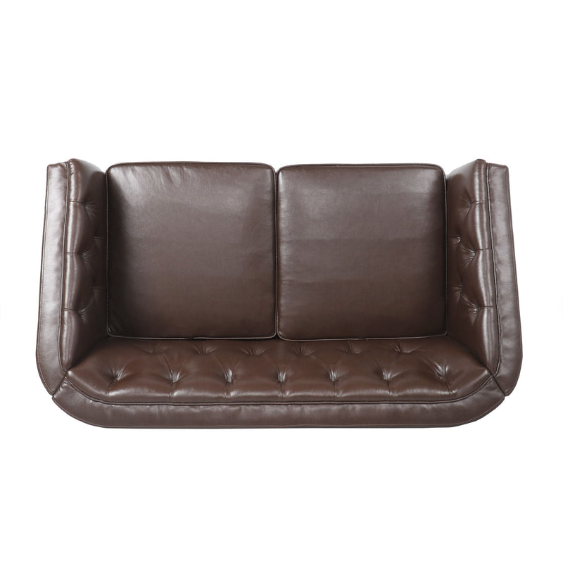 Sophisticated Loveseat With Diamond Stitched Detailing - Dark Brown