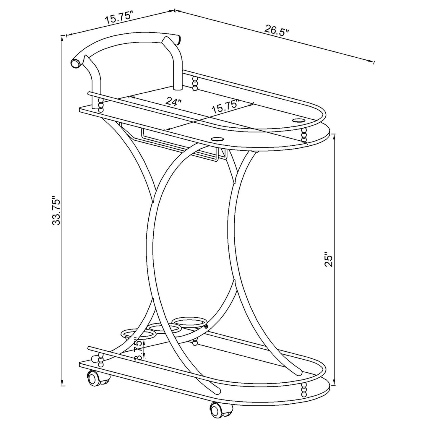 Allen - 2 Tier Bar Cart