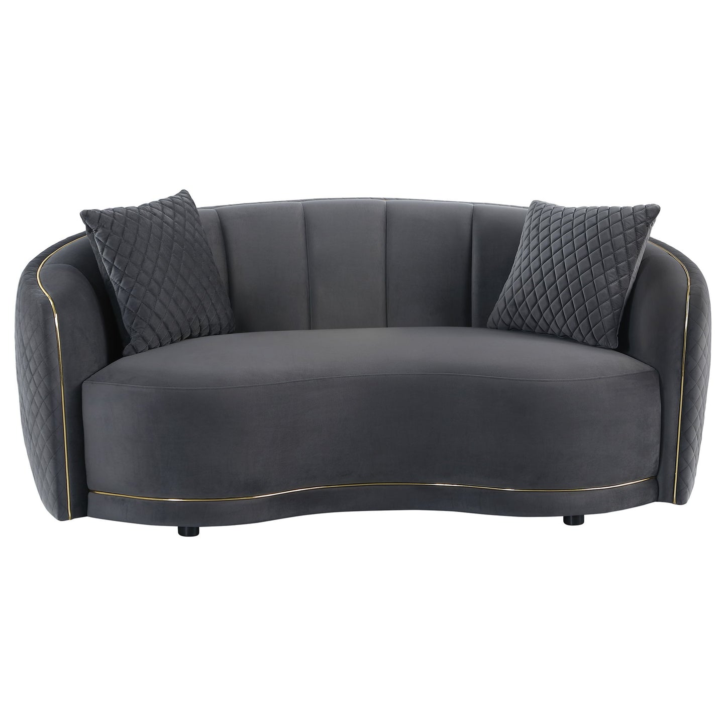 Lorraine - Upholstered Curved Loveseat - Dark Gray