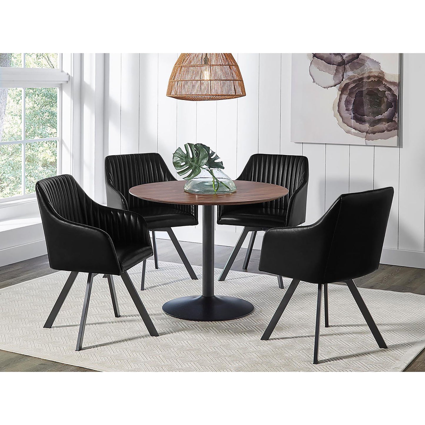 Sloped Arm Swivel Chair - Black
