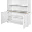 Tall Bookcase Storage Cabinet With 3 Open Shelves & Fluted Double Doors