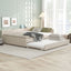 Queen Size Upholstered Platform Bed With USB And Twin Trundle - Beige
