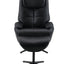 Labotina - Top Grain Leather Accent Chair With Swivel & Ottoman - Black
