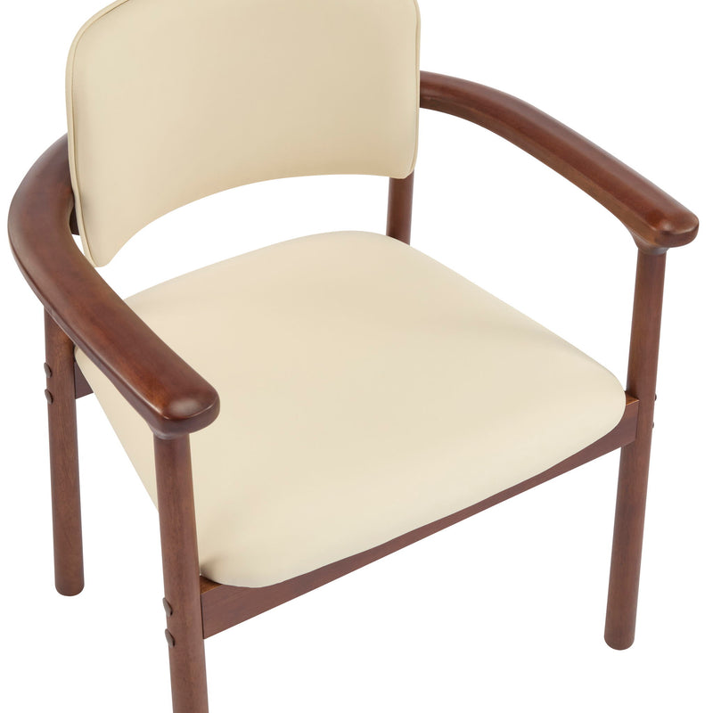 Sillas de comedor, ideales para el hogar y la cocina (juego de 2) - Beige / Nogal oscuro