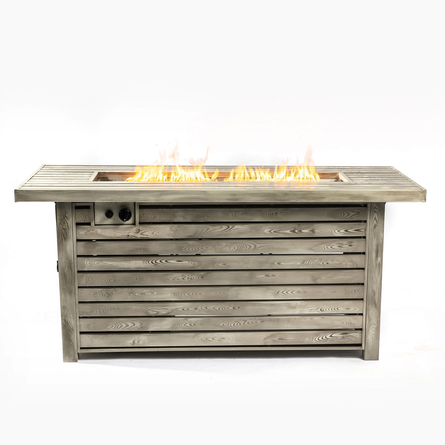 Propane Gas Fire Pit Table, 50000 Btu, Rectangular For Outside - Light Beige