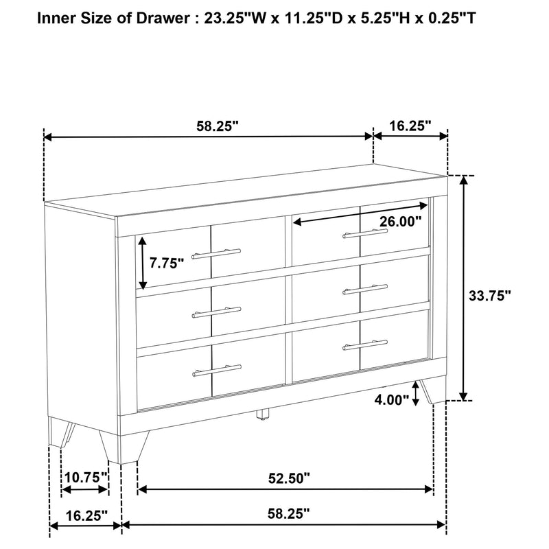 Strout - 6 Drawer Dresser - Cream