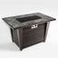 Fire Pit Table, Glass Wind Guard And Rain Cover, Lid - Brown